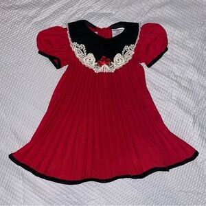 Vintage Youngland Black and Red Dress with Lace Accents